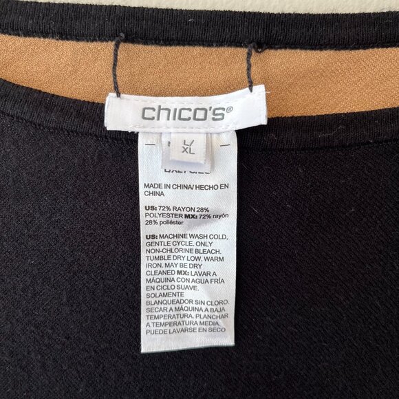 Chicos Sz L XL Reversible Knit Poncho Black Brown Tunic Sweater Cover Up - Picture 2 of 5